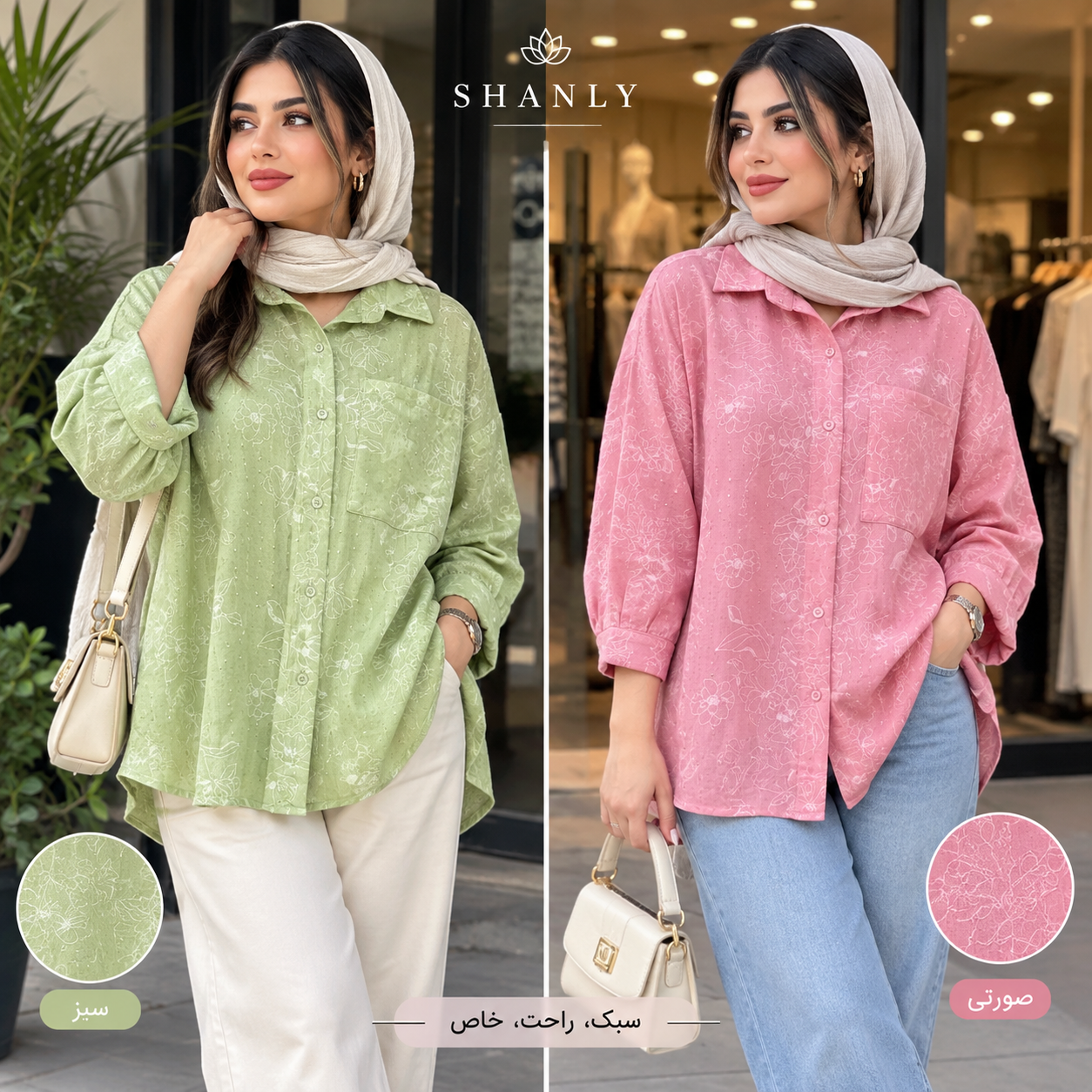 شومیز راه راه گل برجسته